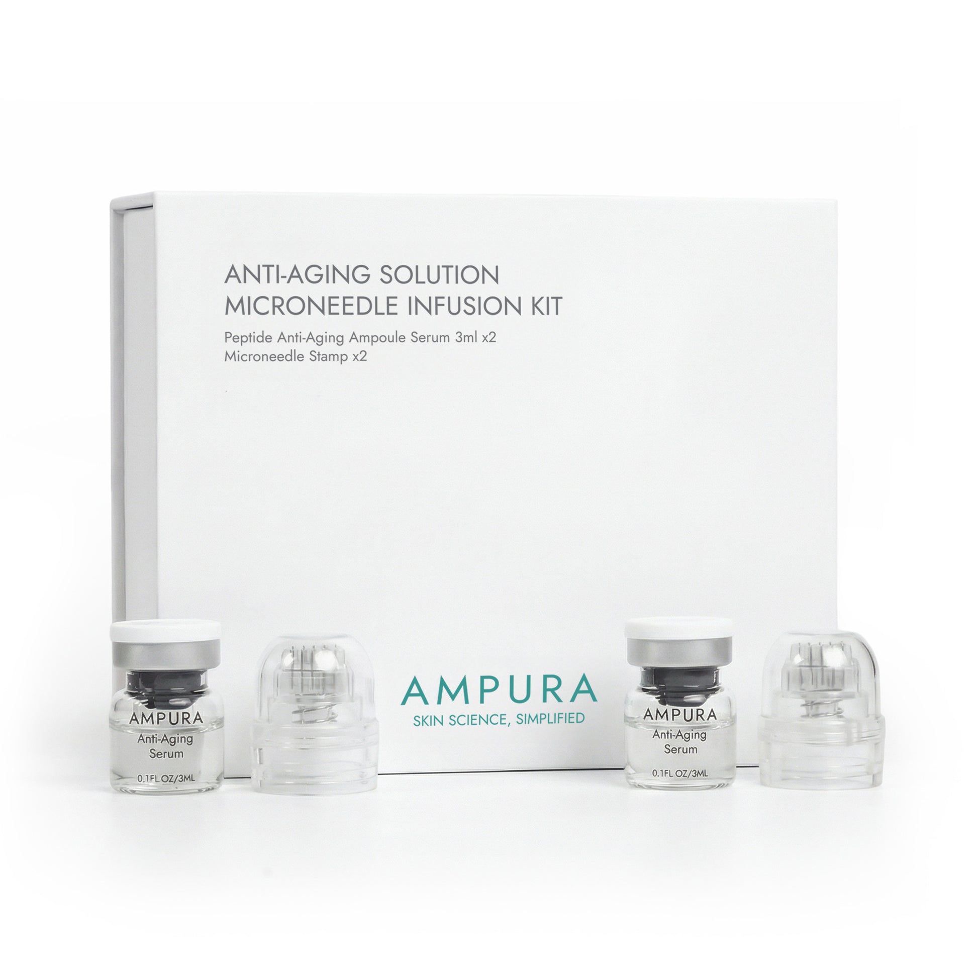 AMPURA Micro Infusion System Microneedling Set mit Peptid-Serum-Ampullen für Anti-Aging Behandlung zuhause
